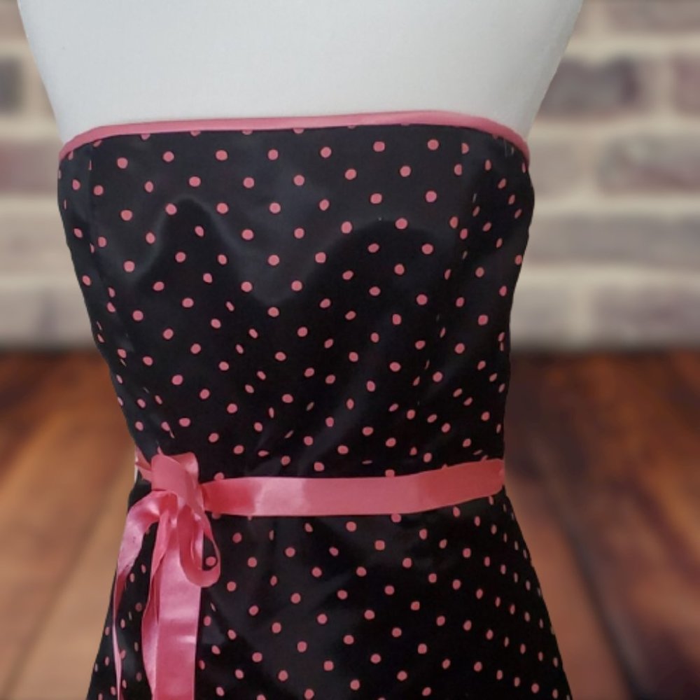 Strapless Pink/Black polka dot Dress